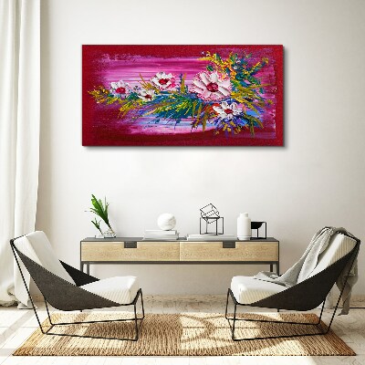 Foto auf leinwand Blumen auf rosa Hintergrund