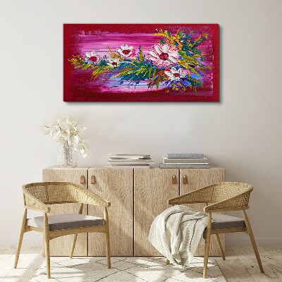 Foto auf leinwand Blumen auf rosa Hintergrund