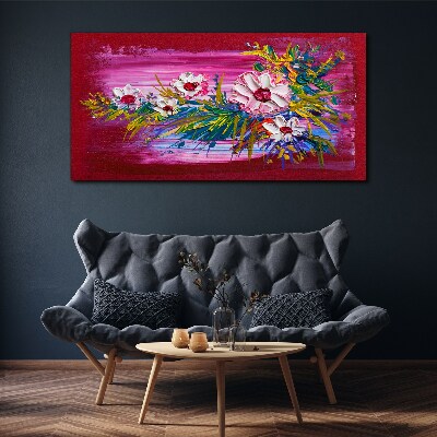 Foto auf leinwand Blumen auf rosa Hintergrund