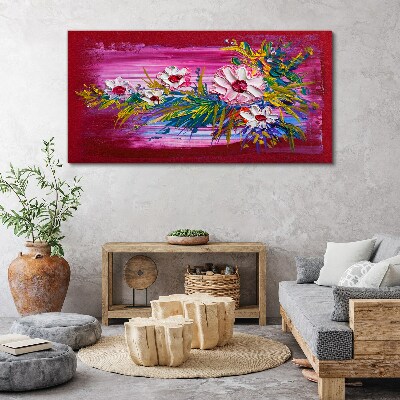 Foto auf leinwand Blumen auf rosa Hintergrund