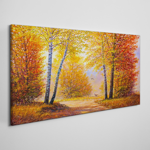 Foto auf leinwand Goldener Herbst im Wald