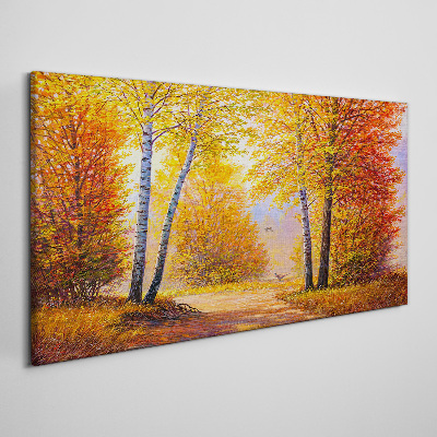 Foto auf leinwand Goldener Herbst im Wald