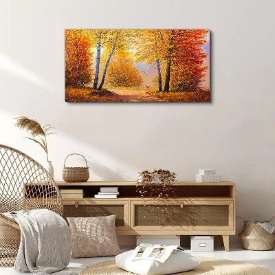 Foto auf leinwand Goldener Herbst im Wald