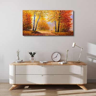 Foto auf leinwand Goldener Herbst im Wald
