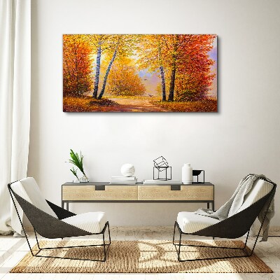 Foto auf leinwand Goldener Herbst im Wald