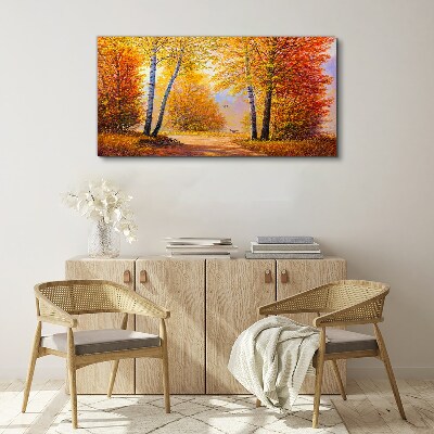 Foto auf leinwand Goldener Herbst im Wald