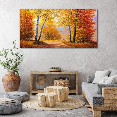 Foto auf leinwand Goldener Herbst im Wald