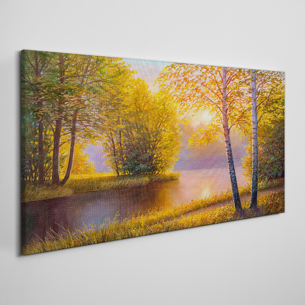 Bild auf leinwand Goldener Morgen am See