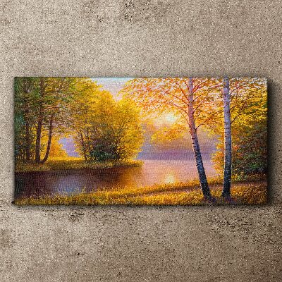 Bild auf leinwand Goldener Morgen am See