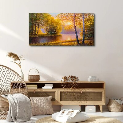 Bild auf leinwand Goldener Morgen am See