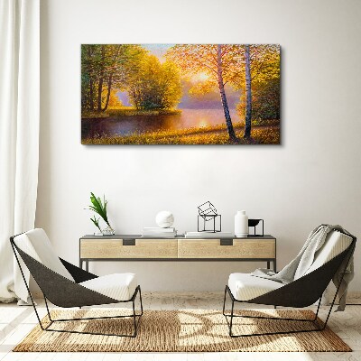 Bild auf leinwand Goldener Morgen am See