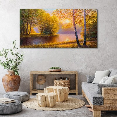 Bild auf leinwand Goldener Morgen am See