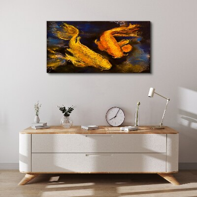 Foto auf leinwand Goldener Fisch im Wassertanz