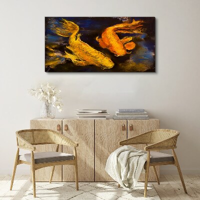 Foto auf leinwand Goldener Fisch im Wassertanz