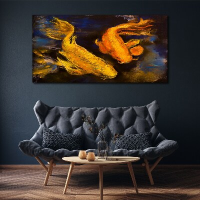 Foto auf leinwand Goldener Fisch im Wassertanz