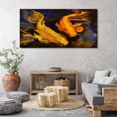 Foto auf leinwand Goldener Fisch im Wassertanz