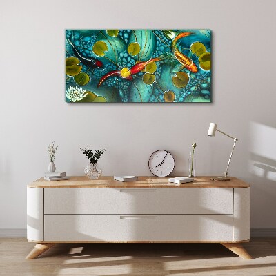 Foto auf leinwand Koi-Fisch-Blumen-Natur