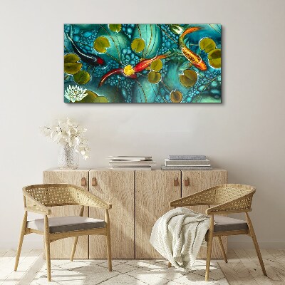 Foto auf leinwand Koi-Fisch-Blumen-Natur