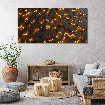 Foto auf leinwand Goldene Sechsecke in Bewegung