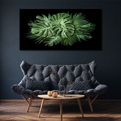 Foto auf leinwand Tropisches Grün auf schwarzem Hintergrund