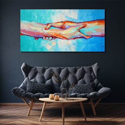 Foto auf leinwand Hände in Farbe vereinen