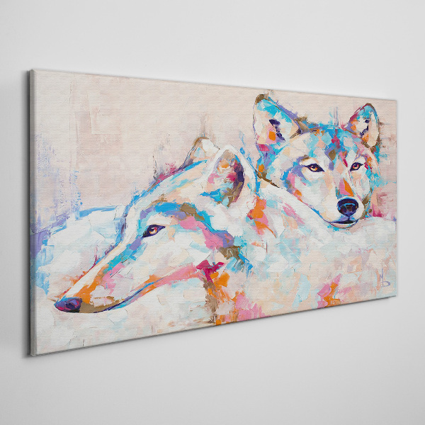 Bild auf leinwand Bunte Wölfe in Pastelltönen