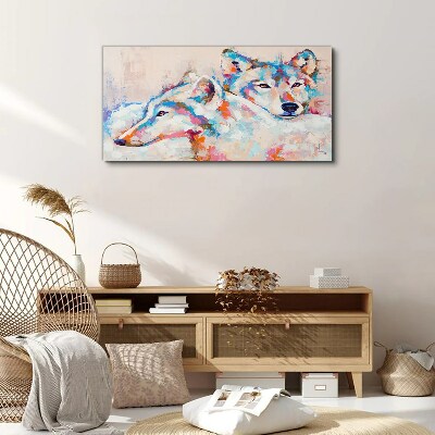 Bild auf leinwand Bunte Wölfe in Pastelltönen
