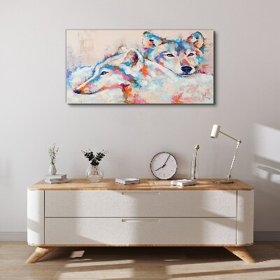 Bild auf leinwand Bunte Wölfe in Pastelltönen