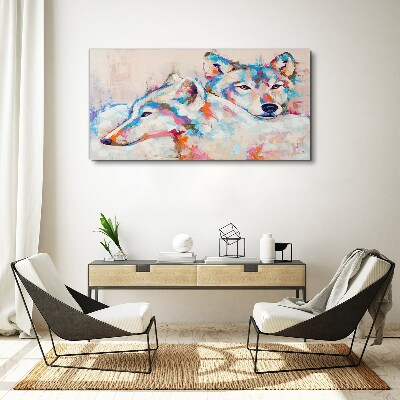 Bild auf leinwand Bunte Wölfe in Pastelltönen