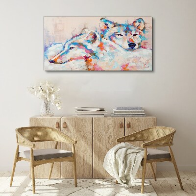 Bild auf leinwand Bunte Wölfe in Pastelltönen