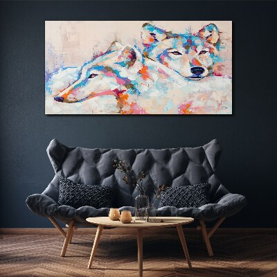Bild auf leinwand Bunte Wölfe in Pastelltönen