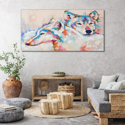 Bild auf leinwand Bunte Wölfe in Pastelltönen