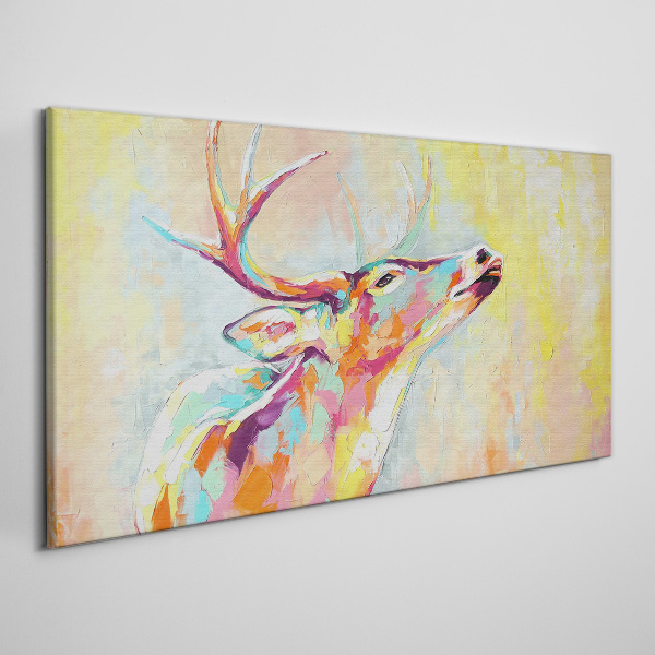 Foto auf leinwand Bunte Hirsche in pastellfarbener Landschaft