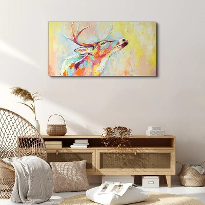 Foto auf leinwand Bunte Hirsche in pastellfarbener Landschaft