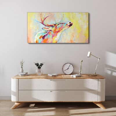 Foto auf leinwand Bunte Hirsche in pastellfarbener Landschaft