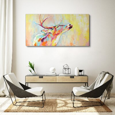 Foto auf leinwand Bunte Hirsche in pastellfarbener Landschaft