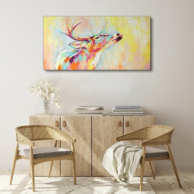 Foto auf leinwand Bunte Hirsche in pastellfarbener Landschaft