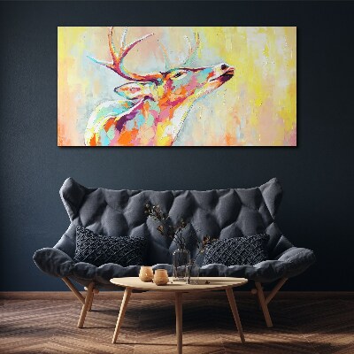 Foto auf leinwand Bunte Hirsche in pastellfarbener Landschaft