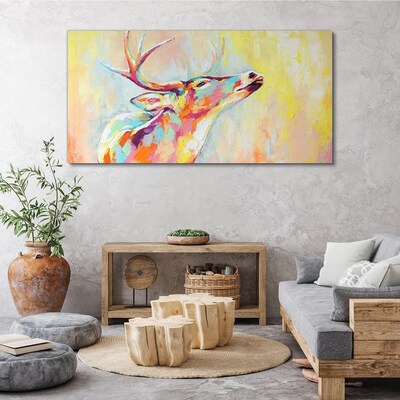 Foto auf leinwand Bunte Hirsche in pastellfarbener Landschaft