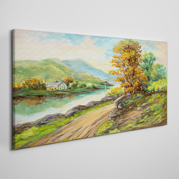 Foto auf leinwand Eine friedliche Landschaft am Fluss
