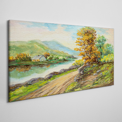 Foto auf leinwand Eine friedliche Landschaft am Fluss
