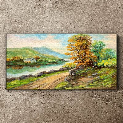 Foto auf leinwand Eine friedliche Landschaft am Fluss