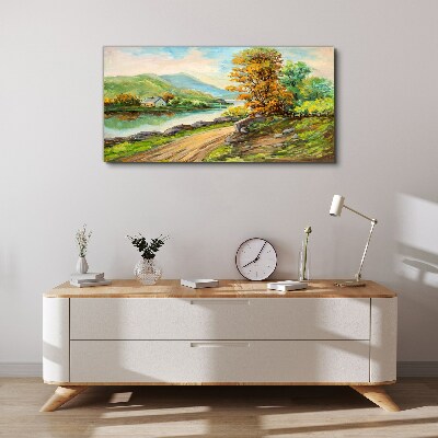 Foto auf leinwand Eine friedliche Landschaft am Fluss