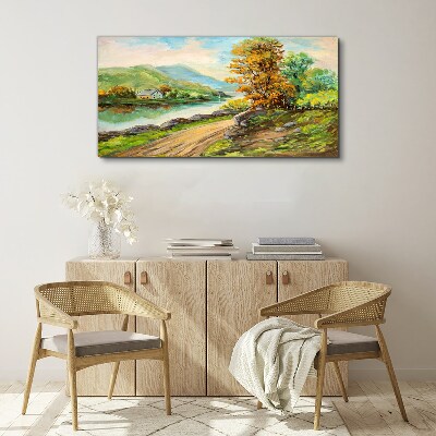 Foto auf leinwand Eine friedliche Landschaft am Fluss