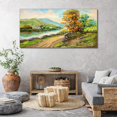 Foto auf leinwand Eine friedliche Landschaft am Fluss