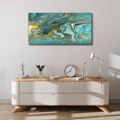 Foto auf leinwand Meereswelle mit goldenen Akzenten