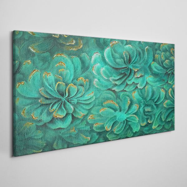 Foto auf leinwand Grüne Blumen mit goldenen Akzenten