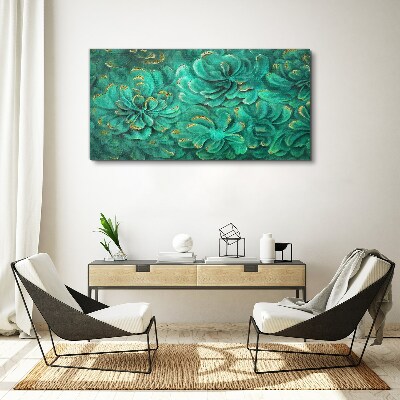 Foto auf leinwand Grüne Blumen mit goldenen Akzenten