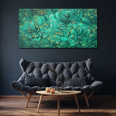 Foto auf leinwand Grüne Blumen mit goldenen Akzenten