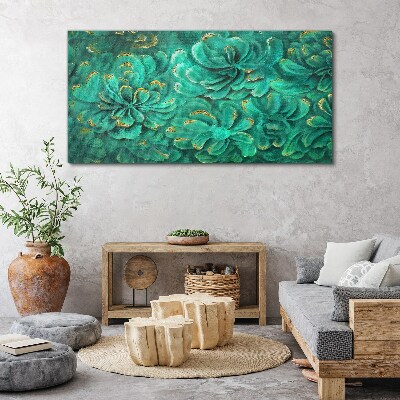 Foto auf leinwand Grüne Blumen mit goldenen Akzenten